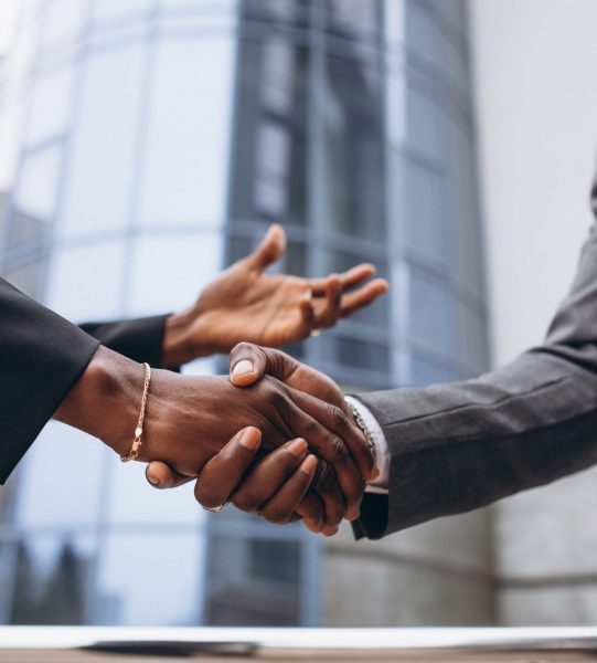 African business male people shaking hands